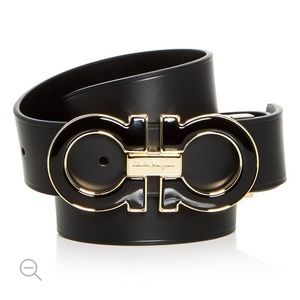 NWT SALVATORE FERRAGAMO Black Leather Belt SZ 80/32 Unisex